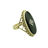 Vintage Inspired Onyx Handmade Ring 14K Yellow Gold