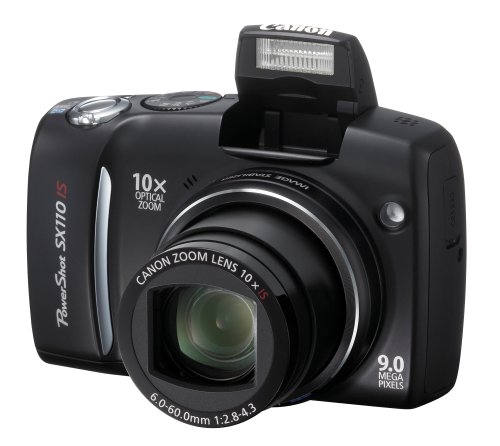 Canon Powershot SX110IS 9MP Digital Camera with 10x Optical Image Stabilized Zoom (Black) image