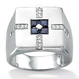 Mens Blue Sapphire Sterling Silver Ring