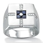 PalmBeach Jewelry Mens Blue Sapphire Sterling Silver Ring