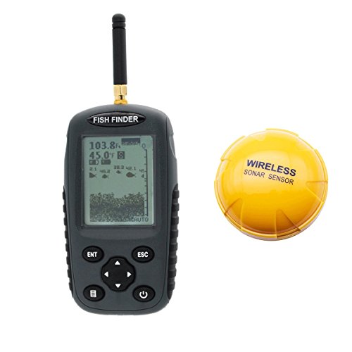 Venterior Portable Fish Finder Rechargeable & Wireless Sonar Sensor Fishfinder Depth Locator with Fish Size, Water Temperature, Dot Matrix 40m Range