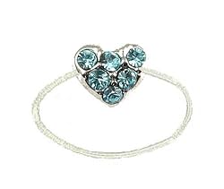 Toe Ring - T29 - Crystal Illusion - Small Heart ~ Aqua