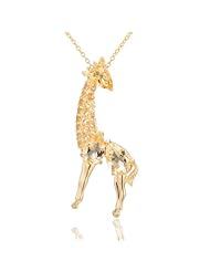 18k Gold Over Sterling Silver and Multi-cut Citrine Embellished Giraffe Pendant