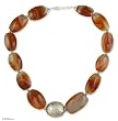 Agate necklace, 'Ring of Fire'