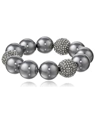Kenneth Jay Lane Grey Pearl and Crystal Pave Ball Stretch Bracelet, 8"