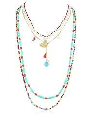 Mercedes Salazar African Beads Multi-Strand Small Heart Pendant Necklace