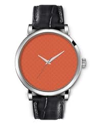 SPRAWL Aanalog Fashion Series Silver Ladies Watches of Genuine Black Leather Strap,Unique Wrist Watch for Women Girls Designed with Flowers orange background