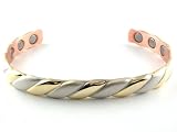 Petite Gold & Satin Silver Twist Copper Pain Magnetic Bracelet