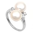 Sterling Silver Ring - Mother of Pearl and Clear CZ - Prong Set - 19 mm x 2 mm, Sizes 5-9