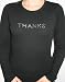 Black Long Sleeve THANKS Shirt with Clear Swarovski Crystal Design