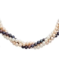 14k Yellow Gold 18in 6-6.5mm White/Black/Peach Freshwater Cult. Pearl Necklace