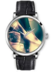 SPRAWL Aanalog Fashion Series Silver Ladies Watches of Genuine Black Leather Strap,Unique Wrist Watch for Women Girls Designed with Ice cubes