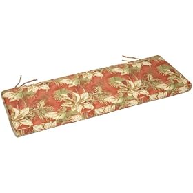 5 Foot Bench Cushion, Olive, Brick, Floral