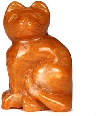 Red Aventurine 2.0inch Cat Statue Feng Shui Crafts Natural Stone Carved Figurine Chakra Carving Stones Healing Reiki Free Pouch