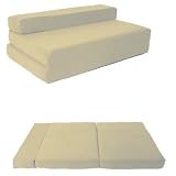 Double chair bed futon - Black Luxury Chenille fabric - great as sofa bed, Cream