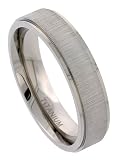 Titanium 6 mm (1/4") Flat Comfort Fit Band with Frosted Finish, Grooved and Polished Edges