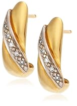 9ct Two Tone Gold AME108151 Ladies 0.05ct Diamond Stud Earrings