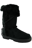 G52 New Ladies Black Faux Fur Winter Snow Boots Sizes 3-8