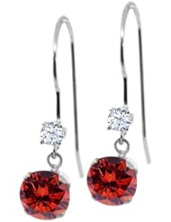 1.26 Ct Round Cognac Red Diamond White Topaz 14K White Gold Earrings