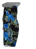 HAWAIIAN LONG SARONG- BLACK W/ COLORFUL HIBISCUS & ANTHURIUM FLOWERS