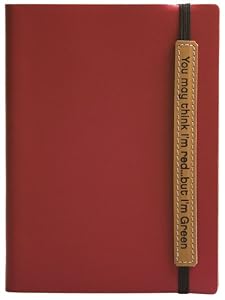 Go Green! Eco Friendly Recycled Leather Lined Diary / Journal, Red, 5x7"