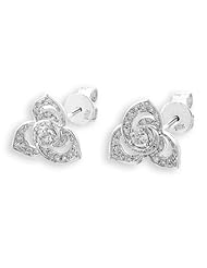 (X1000Diamond) 18K/750 White Gold Flower Diamond Stud Earring (0.37 cttw, G-H Color, VS2-SI1 Clarity)