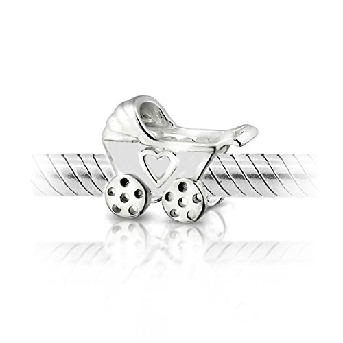 Everbling Baby Carriage Cart Stroller Authentic 925 Sterling Silver Charm Bead Fits Pandora Chamilia Biagi Troll Charms Europen Style Bracelets