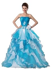 Strapless Organza Tiered Lace-Up Sweetheart Two-Toned Quinceanera Dress 