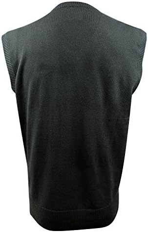 Enimay Mens Argyle V-Neck Golf Sweater Vest Black Turquoise Large