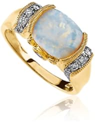 1.75 Carat Opal Cabochon and Diamond Ring in 14K Gold