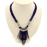 Handmade White Freshwater Pearl Necklace With Blue Serpentine & Antiqued Silver Beads