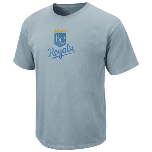MLB Kansas City Royals Adult Short Sleeve Pigment Dye Tee (Pigment Ice Blue, Large)