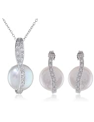 Bella Pearl Coin Pearl Necklace and Earrings Jewelry Set