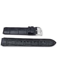 16mm by 18mm Black Genuine Alligator Grain Flat Padded Philip Stein Style Watch Band