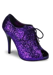Women's 4 3/4 Inch Heel Glitter Peep Toe Lace-Up Bootie