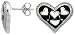 Sterling Silver 1/2 (13mm) tall Heart Post Earrings, Rhodium Plated w/ Black & White Enamel Designs