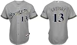 Zack Greinke Jersey: Milwaukee Brewers #13 Grey Cool Base Jersey (XL/52)