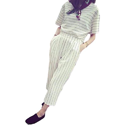 （マゼンタル） MAGENTAL ボーダートップス+ストライプクロップドパンツ カジュアル レディース