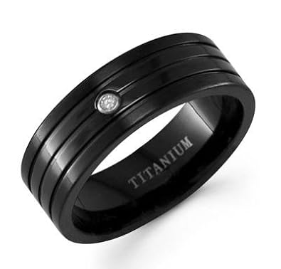 Titanium diamond band ring