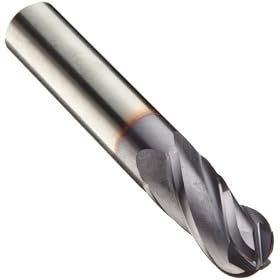 Niagara Cutter CB430M Carbide End Mill, General Purpose, AlTiN Coated, 4 Flutes, Ball End, 6.3mm Cutting Length, 2mm Cutting Diameter