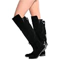 N48 New Ladies Thigh Flat Black Riding Boots Sizes 3-8