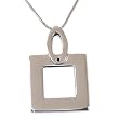 Square Pendant Necklace Stainless Steel Unisex Polished Finish 16" by Bucasi
