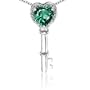 CandyGem 10k Gold Lab Created Heart Shape Emerald and Genuine Diamond Key Pendant by Venezia Designs, Free 18 Inch 10K Gold Chain, Free Gift Box.