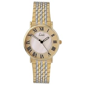 Limit Men's Round Two-Tone Bracelet Watch 5361.5 With White Mother Of Pearl And Cream Dial