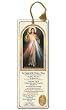 Religious Tassel Bookmark - Divine Mercy - Laminated with Gold Foil Embossed Medal Design - Appropriate Prayer Included