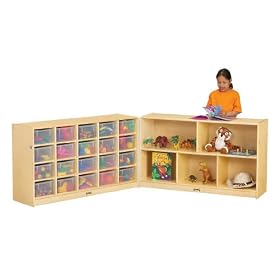 Jonti-Craft 04230JC 20 Cubbie Fold-n-Lock with Clear Trays, Natural