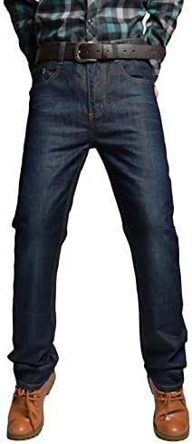 Fecland Men's Spring Fashion Crop Top Bleached Jeans Pants Blue 38