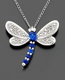 14k White Gold Sapphire (3/8 ct. t.w.) & Diamond Dragonfly Pendant