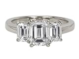 Platinum Emerald and Trapezoid Diamond 3-Stone Ring (GIA Certified 1.22 ct center, 1.79 cttw, J color, VVS2 clarity), Size 6