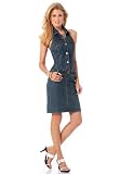 Halter-Style Stretch Denim Shirtdress